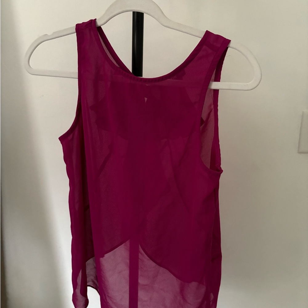 Women's Sleeveless Sheer Top - Fuchsia